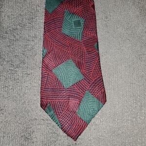 Red Tie with Green Squares - NEW